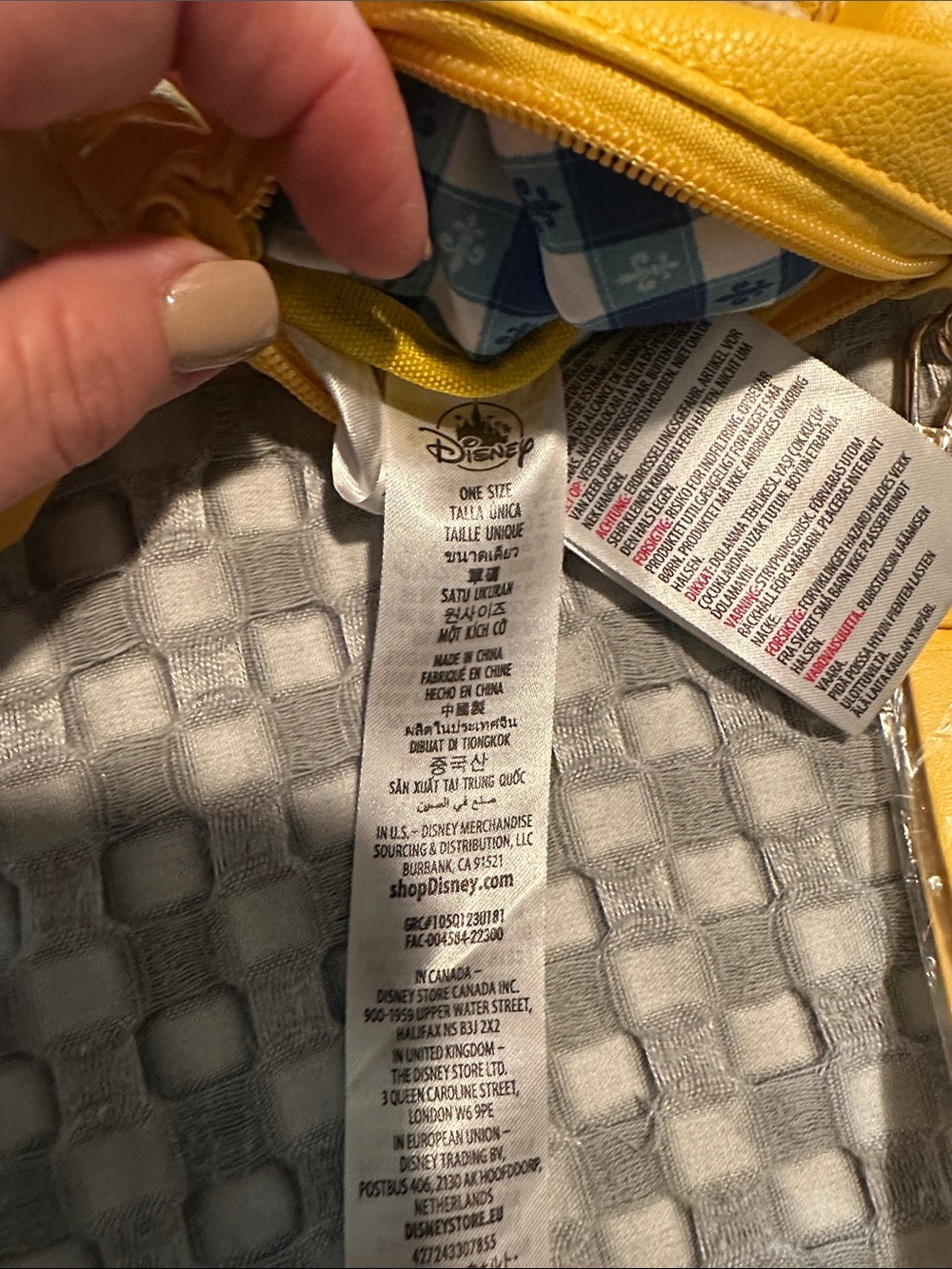 Disney Parks Remy Ratatouille Yellow Zipper Wristlet with Blue Check Lining NWOT - Picture 5 of 9